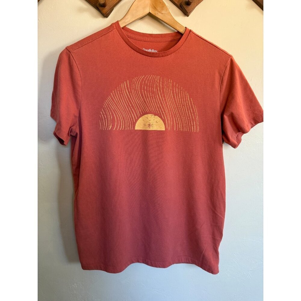 Goodfellow Shirt Mens Medium Orange‎ Sun Graphic Beach Surf Skate Casual School